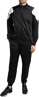 [EA7] Men's Shoulder Stripe T-Shirt, Black/Grey