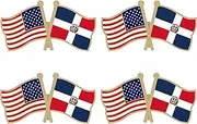 [LUSEOAN] Dominican Republic Crossed Double Flag Lapel Pins Small Mini Dominican National Friendship Pin Badge Pack of 4, Plastic, no gemstone