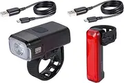 Bbb Cycling Bike Light NanoStrike Signal USB Rechargeable Lightset Front and Rear Waterproof Headlight Taillight | MTB Urban Road 600 Lumen BLS-165, Black, |