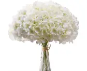 WhiteSilk Flowers Heads Ivory White Full Hydrangea Flowers Artificial for Decoration