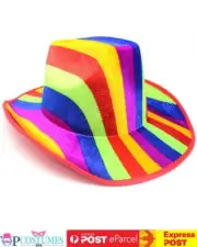 Rainbow Stripes Costume Cowboy Hat Pride Burning Man Festival Mardi Gras