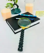 Brass Magnifier Lens with Resin Handle Dia. 4" Magnify Mirror for Reading