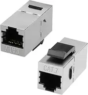 QIANRENON Cat7 RJ45 Keystone Jack Network Connector Coupler RJ45 8P8C Female to Female Wall Plate Module Ethernet Adapter,10Gbps/600MHz/Shielded, for Standard Wall Plate,LAN Patch Panel, 2Pcs