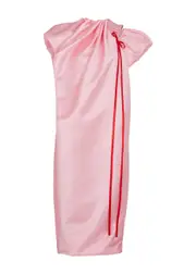 Simone Rocha Bow-embellished Satin Midi Dress - Pink - 8 (UK8 / S) 8 (UK8 / S)