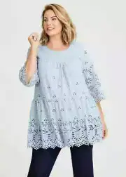 ts Taking Shape Tunic Size 18 Cotton Embroidery Pintuck style NWT