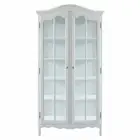 French Provincial Classic Glass Display Cabinet /Bookcase White
