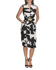 Donna Karan Floral Belted Sheath Dress