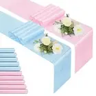 12 Pcs Pink Blue Table Runner 72 Inch Satin Table Runner for Baby Shower Gend...