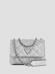 GUESS Women's Silver Giully Mini Convertible Crossbody Bag