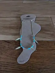 Boho Chic Turquoise Beads, Native Indian Feather Anklet. Handcrafted By Elements
