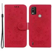For Nokia C21 Plus All-round Shockproof Flip Folio Case Imprinting Roses Butterflies Phone Cover Pu Leather Wallet Stand With Strap