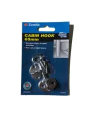 Zenith Cabin Hook 65mm Chrome Plated Secures Door in Open Position WCA0065