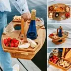 Portable Wooden Outdoor Picnic Wine Table Folding Beach Table Snack Cheese TrayS