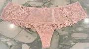 NEW Victoria Secret Dream Angels Chantilly Lace Hipster Thong - Demure Pink - XL