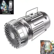 Solar Powered Light Lantern Fan Portable Collapsible Rechargeable Camping Lamp
