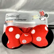 Disney Minnie Mouse Red Bow 3D Teddy Spa Headband Creme LIMITED EDITION NEW