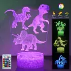 3D LED Dinosaur Night Light Table Desk Illusion Lamp with Remote Control Bedside