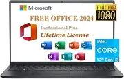[DELL] 2024 Inspiron 15 Laptop, Free Microsoft Lifetime Office 2024 & Win 11 Pro, 15.6" FHD 1920 x 1080, Intel 6-Core i3-1215U Upto 4.4 GHz,16GB RAM, 256GB PCIe SSD,Webcam, Long Battery Life, Black