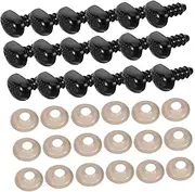 WEKAMOS 100 Sets Black Plastic Safety Noses for Craft Washers Included for Crochet Plush Making for DIY Doll Bear and Amigurumi Projects
