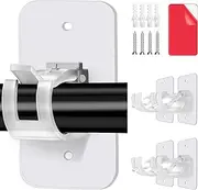 4PCS Transparent Curtain Rod Bracket No Drilling, Adhesive Curtain Rod Holder Hooks, 3M Curtain Rod Brackets Hanger with Screws, Drapery Wall Mount Brackets for 1-3 cm Curtain Rod Blinds