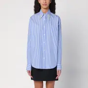 [Prada] Light blue poplin shirt with rhinestones 38 IT Light blue