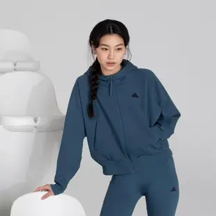 adidas 外套 ZNE Full-Zip 女款 藍 黑 寬版 連帽外套 吸汗 拉鍊口袋 愛迪達 IN5129