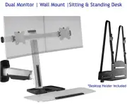Ergotech DUAL MONITOR WALL-MOUNT SITTING & STANDING Convertible Desk