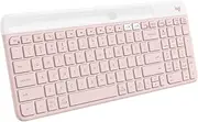 Logitech K580 Multi-Device Slim Wireless Keyboard, Built-in Cradle for Device; for Laptop, Tablet, Desktop, Smartphone, Win/Mac, Bluetooth/Receiver, Easy Switch, 24 Month Battery - Rose (920-011329)