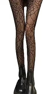 [LJJCSFF] Spider Web Stockings Thigh High Black High Waist Fishnets Halloween Hosiery Spiderweb Patterned Tights Mesh Pantyhose for Women