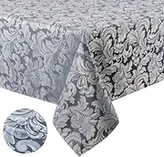 Tektrum 70 X 70 inch Square Damask Jacquard Tablecloth Table Cover - Waterproof/Spill Proof/Stain Resistant/Wrinkle Free/Heavy Duty - Great for Banquet, Parties, Dinner, Kitchen, Wedding (Stone Blue)