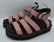 Dr Martens Womens Size 11 Blaire Peach Beige Leather Open Toe Platform Sandals