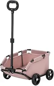 Pet Stroller Small Dog Dog Pet Stroller Go Out Trolley Folding Dog Walking Transport Teddy Lightweight Travel Stroller Small Pet Stroller(Pink)