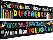 2 Pack Motivational Classroom Poster - Positive Inspirational Banner for Students - Educational Teacher Decorations with 40 Glue Points