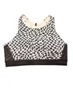 Brooks 38DD/E drive 3 pocket run sports bra black white checkered running yoga