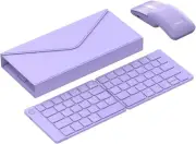 DELUX PockCombo Portable Keyboard and Mouse Wireless with Protective Purple