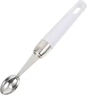 FELTECHELECTR 304 Stainless Steel White Egg Shape Fruit Scoop Spoon for Watermelon Cantaloupe Easy Clean Kitchen Gadget
