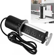 Pop Up Power Point 2 USB 3 Socket AU Plug Table Home Kitchen Desk Outlet Extension Lead Pop Up Power Point Outlet 2M