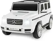 HONEY JOY Licensed Mercedes-Benz G500 Kids Ride-on Car, 12V Battery Powered 4WD Ride-on Truck w/Remote, Rocking, 3 Speeds, Horn, Music & LED Lights, Spring Suspension, Electric Vehicle for 3+ (White)