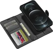 Procarcasa for iPhone 14 Plus Wallet Case,for iPhone 15 Plus Flip Case,2 in 1 Magnetic Detachable Case with Card Holders Stand Feature PU Leather Phone Cover-Black