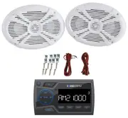 Soundstream MHU-32 Marine Boat ATV/UTV Bluetooth Receiver+2) White 6x9" Speakers