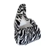 Winter Vintage Zebra Pattern Shoulder Underarm Bag Female Plush Autumn Handbag Soft Warm Fur Tote Purse For Lady Bag