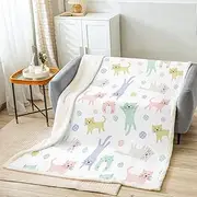 Cat Sherpa Blanket Cute Kitten Cat Fleece Throw Blanket Colorful Cat Animals Sherpa Blanket for Kids Toddler Kawaii Pet Cats Fuzzy Blanket Throw 50"x60"