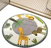 ccuzs Round Nursery Rug, Washable Animal Mat, Waterproof Floor Rug with Comfortable and Sturdy Fabric for Decorating Bedrooms, Kitchens, Playrooms, or Nurseries