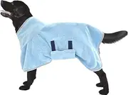 Dog Drying Coat, Microfibre Dressing Gown Towel Bath Robe for Small Medium Dogs, Super Absorbent & Fast Drying, Adjustable Collar and Waist
