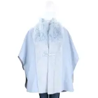 在飛比找Yahoo奇摩購物中心優惠-Manzoni 24 水藍色拼接皮草羊毛罩衫(70%WOOL