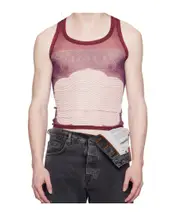 number-print mesh tank top XXS Pink