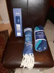 Set of 3 MSC SEASCAPE Towel Water Bottle Throw Blanket New