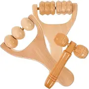 Beaupretty 1Set Massage Roller Deep Tissue Hand Roller for Face Neck Shoulder and Natural Wood Multi Functional Massager for Comfort and Relaxation