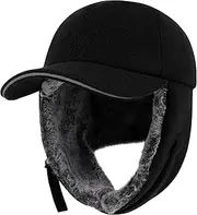 [PivotWing] Winter Baseball Cap with Ear Flaps Men Women Wool Winter Hat Aviator Hat