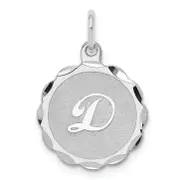 Sterling Silver Rhodium-Plated Brocaded Letter D Initial Charm